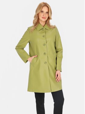 Perso Perso Płaszcz przejściowy BLE252369F Zielony Regular Fit