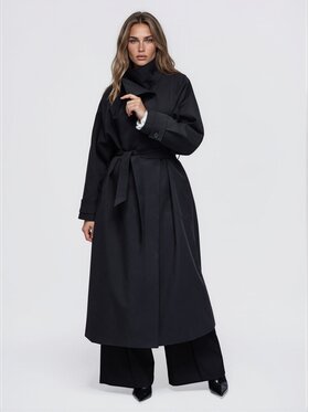 Ombre Ombre Trencz OW-CT-E0026 Czarny Relaxed Fit