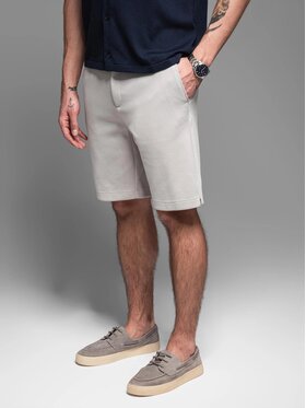 Ombre Ombre Šortky z materiálu OM-SRCS-0166 Šedá Slim Fit