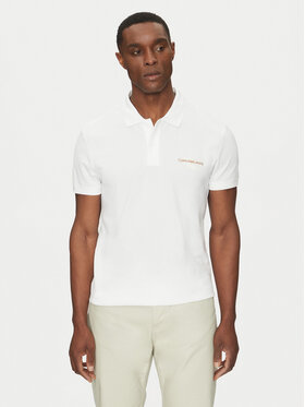 Calvin Klein Jeans Calvin Klein Jeans Тениска с яка и копчета Monologo J30J325664 Бял Regular Fit