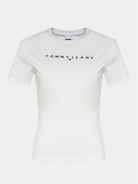 Tommy Jeans Tommy Jeans Tričko Linear DW0DW17361 Biela Slim Fit