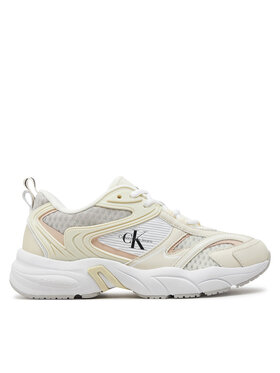 Calvin Klein Jeans Calvin Klein Jeans Sneakersy Retro Tennis Low Lace Mh Ml Met YW0YW01373 Biela