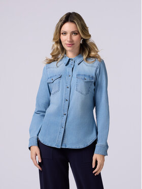 Oltre Oltre Koszula 5632R002867N004 Turkusowy Slim Fit