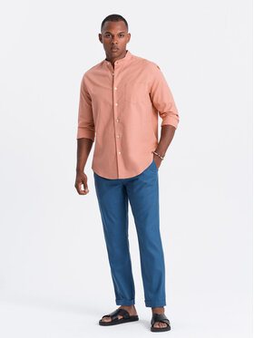 Ombre Ombre Spodnie materiałowe OM-PACP-0198 Niebieski Chino Fit