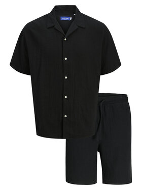 Jack&Jones Jack&Jones Set cămașă și șorturi din material textil Easter 12281255 Negru Relaxed Fit