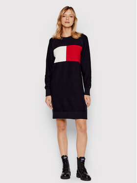 Tommy Hilfiger Tommy Hilfiger pletov aty Flag WW0WW32527 Tmavomodr Regular Fit