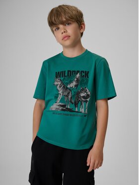 4F 4F T-Shirt 4FJKAW26TTSHM4455-46S Zelená Regular Fit