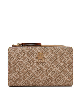 Tommy Hilfiger Tommy Hilfiger Duży Portfel Damski Th Monoplay Leather Med 7 Wallet AW0AW17417 Brązowy