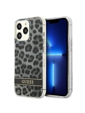 Guess Guess Etui na telefon Leopard Electro Stripe Szary