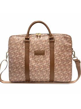 Guess Guess Torba na laptopa GCube Stripes Brązowy