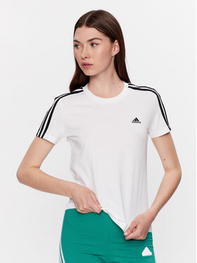 adidas adidas Tricou Essentials Slim 3-Stripes T-Shirt GL0783 Alb Slim Fit
