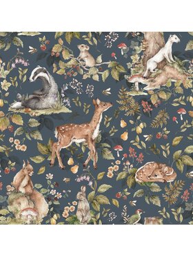 Dekornik Dekornik Tapeta Cute forest animals Dark Niebieski