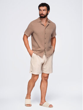 Ombre Ombre Koszula OM-SHSS-0223 Brązowy Regular Fit