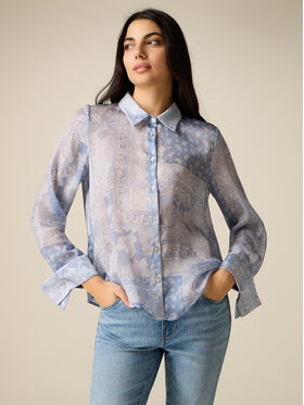 Oltre Oltre Koszula 5078J000914N0R4 Turkusowy Regular Fit