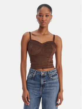Guess Guess Top W6RH03 WJ472 Hnedá Slim Fit