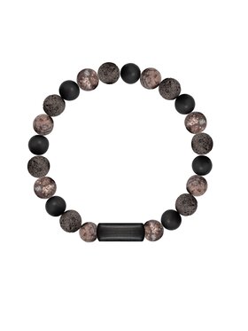 Lilou Lilou Náramok Stones z brązowymi kamieniami, męska Čierna