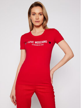 LOVE MOSCHINO LOVE MOSCHINO T-Shirt W4H1904E 1951 Czerwony Slim Fit