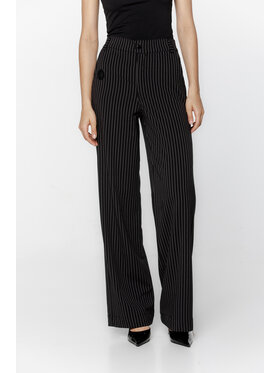 Pilawski Pilawski Spodnie materiałowe SPODNIE W PRĄŻEK DAMSKIE Czarny Slim Fit