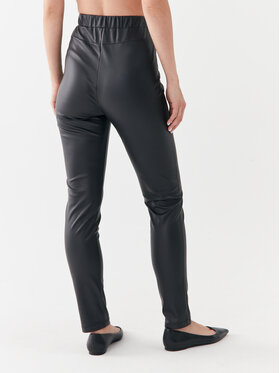 Max Mara Leisure Hlače od imitacije kože Zefir 23378601 Crna Slim Fit