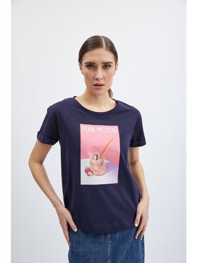 Orsay Orsay T-Shirt 166466526000__S Granatowy Regular Fit