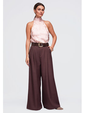 Ombre Ombre Spodnie materiałowe OW-PA-E0019 Brązowy Relaxed Fit