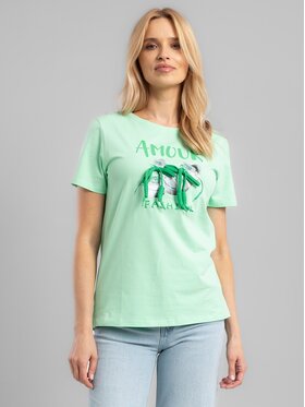 Perso Perso T-Shirt TCE245410F Zielony Regular Fit