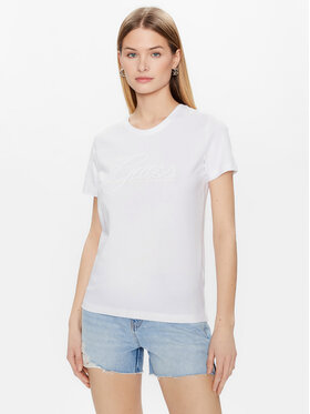 Guess Guess Tričko Script W3GI36 I3Z14 Biela Regular Fit