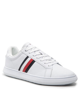 Tommy Hilfiger Tommy Hilfiger Sneakers Corporate Cup Leather Stripes FM0FM04275 Alb