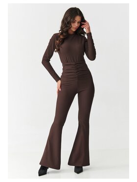 Makadamia Makadamia Komplet bluzka i spodnie M893 Brązowy Slim Fit