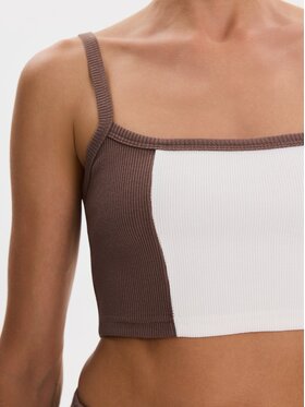 Nudyess Nudyess Top Alex z prążka Brązowy Slim Fit