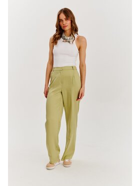 NAOKO NAOKO Kalhoty z materiálu Garden Spark Zelená Regular Fit