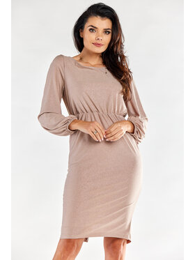 Awama Awama Sukienka wieczorowa A551 Beżowy Basic Fit