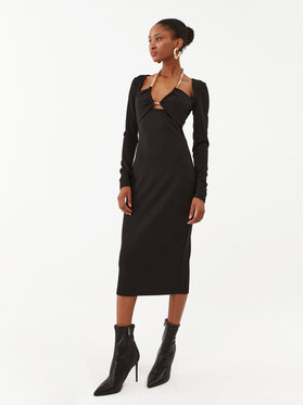 Just Cavalli Just Cavalli Коктейлна рокля 75PAO918 Черен Slim Fit