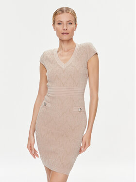 Guess Guess Трикотажна сукня 4RGK01 5661Z Бежевий Slim Fit