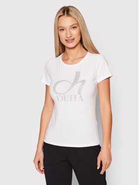 Deha Deha T-Shirt Graphic A00141 Biały Slim Fit