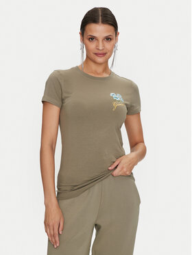 Guess Guess Tričko Flowers W4YI30 J1314 Zelená Slim Fit