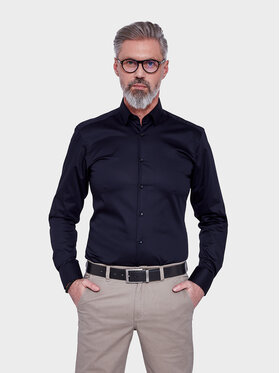 VILLARO VILLARO Koszula 011DLREGULAR Granatowy Regular Fit