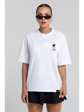 Chiara Wear Chiara Wear T-Shirt T-shirt bawełniany oversize ESPRESSO MARTINI Biały Oversize