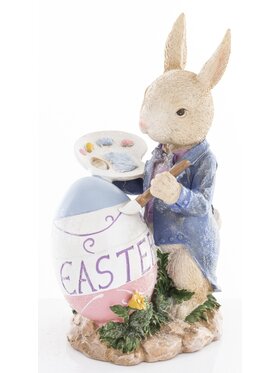 MIAhome MIAhome Figurka Dekoracja królik maluje pisankę 20x12x10 cm PITTORE Kolorowy