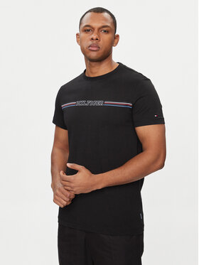 Tommy Hilfiger Tommy Hilfiger Tricou Stripe Chest MW0MW34428 Negru Slim Fit