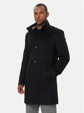 BOSS BOSS Volneni plašč H-Hyde 50551078 Črna Slim Fit