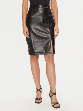 Guess Guess Suknja od imitacije kože W4BD91 WGIK0 Crna Slim Fit