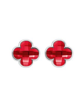 Lilou Lilou Naušnice Mini Icons czerwone koniczyny, posrebrzane Červená