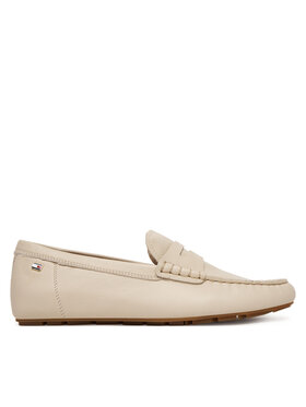 Tommy Hilfiger Tommy Hilfiger Mokaszin Flag Leather Driver Loafer FW0FW09350 Ekru
