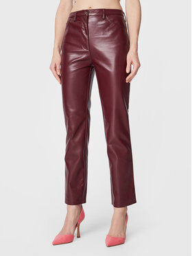 Guess Guess Dirbtinės odos kelnės Kelly W3RA0M WF8P0 Vyšninė Regular Fit