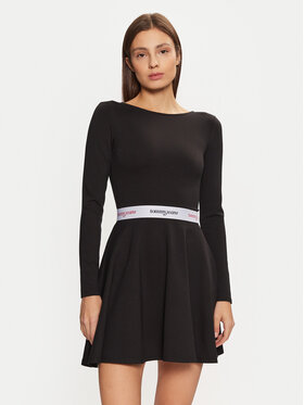 Tommy Jeans Tommy Jeans Rochie de zi DW0DW19465 Negru Slim Fit
