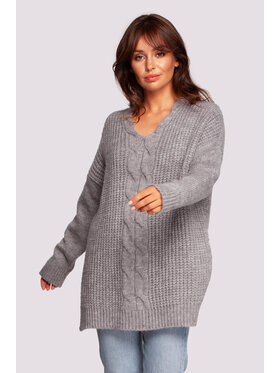 BeWear BeWear Sweter BK087 Szary Modern Fit