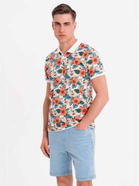 Ombre Ombre Polo OM-POSS-0149 Biały Regular Fit