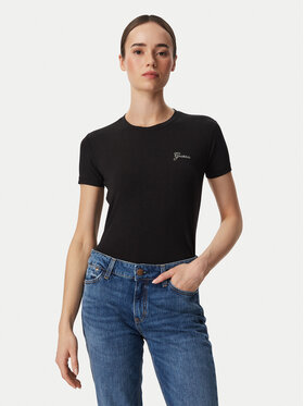 Guess Guess T-Shirt W6YI12 K3751 Czarny Regular Fit