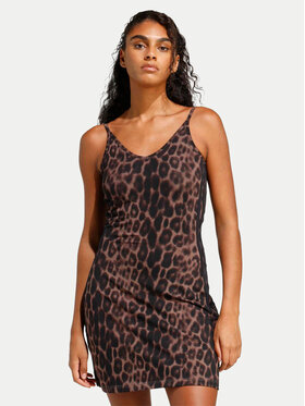 adidas adidas Φόρεμα καθημερινό Seasonal Essentials Leopard Print JZ0204 Καφέ Slim Fit